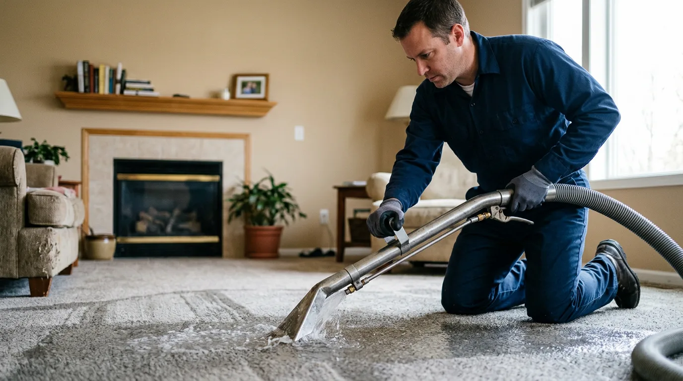 Water damage restoration technician working near Coon Valley, WI